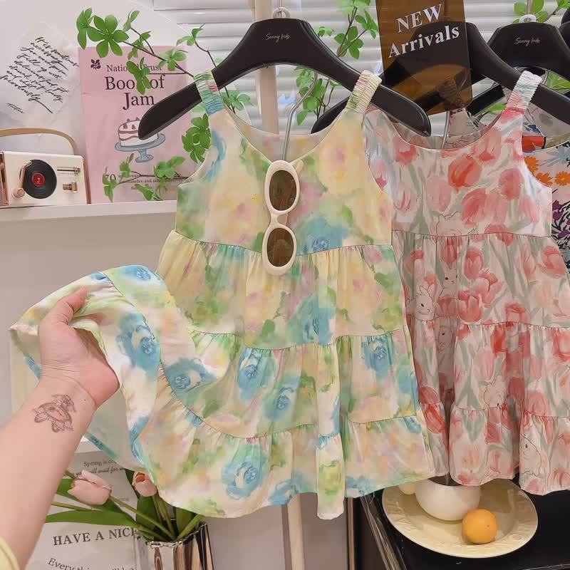 幼児・キッズ ガールズ 花柄プリント ノースリーブDress - 黄色 - 12～13歳 - image 7