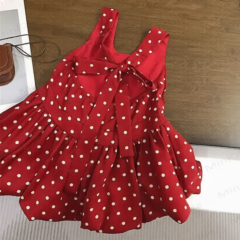 幼児用女の子向け赤水玉模様ノースリーブDress - 赤 - 8-9T - image 2