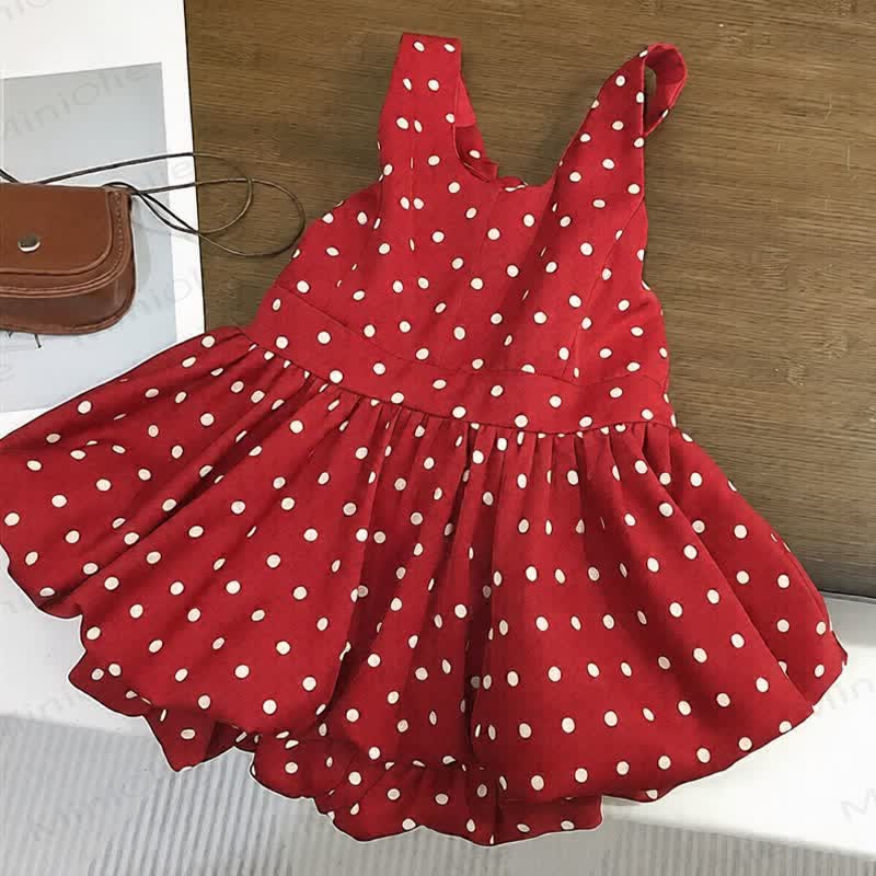 幼児用女の子向け赤水玉模様ノースリーブDress - image 1
