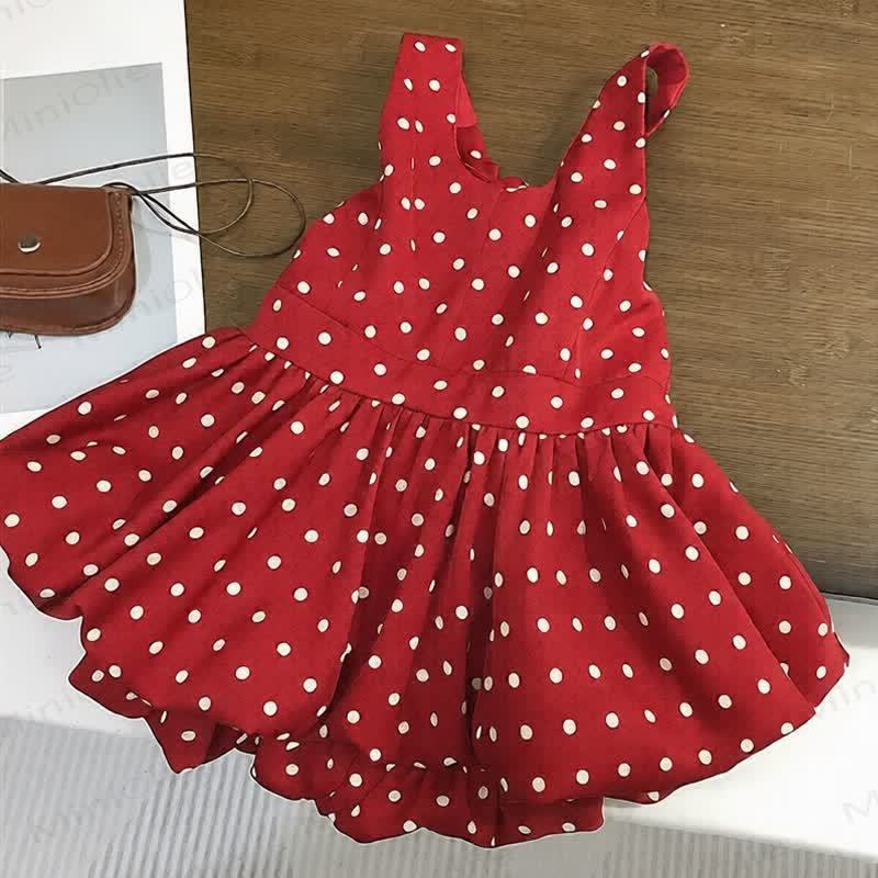 幼児用女の子向け赤水玉模様ノースリーブDress - image 1