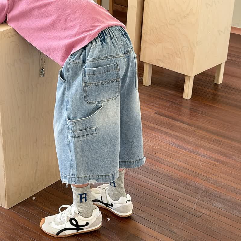 幼児・男の子用 ウォッシュドデニム無地ブルーショートパンツ - image 1