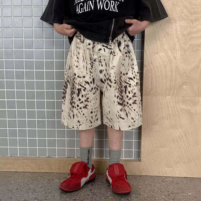幼児・男の子用 ヒョウ柄コットンショートパンツ - ベージュ - 14-15T - image 1
