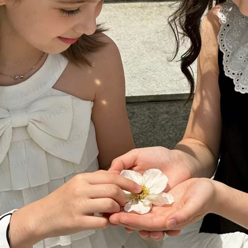 幼児用女の子用リボンフリル無地ホワイトノースリーブDress - image 3