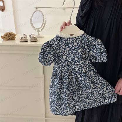 幼児用女の子向け花柄パフスリーブDress - image 2