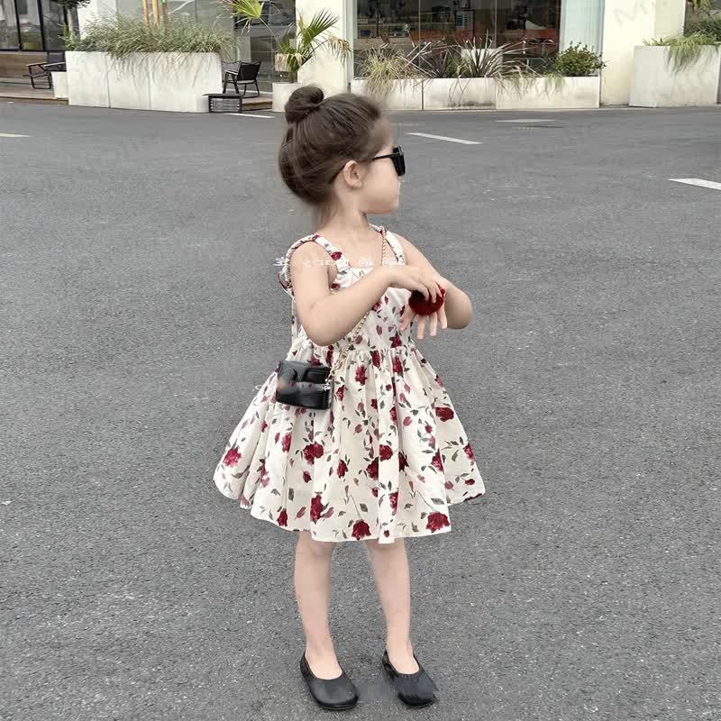 幼児用女の子向けローズプリントコットンノースリーブDress - image 3