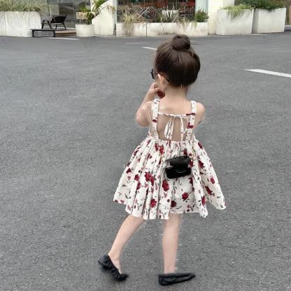 幼児用女の子向けローズプリントコットンノースリーブDress - image 4