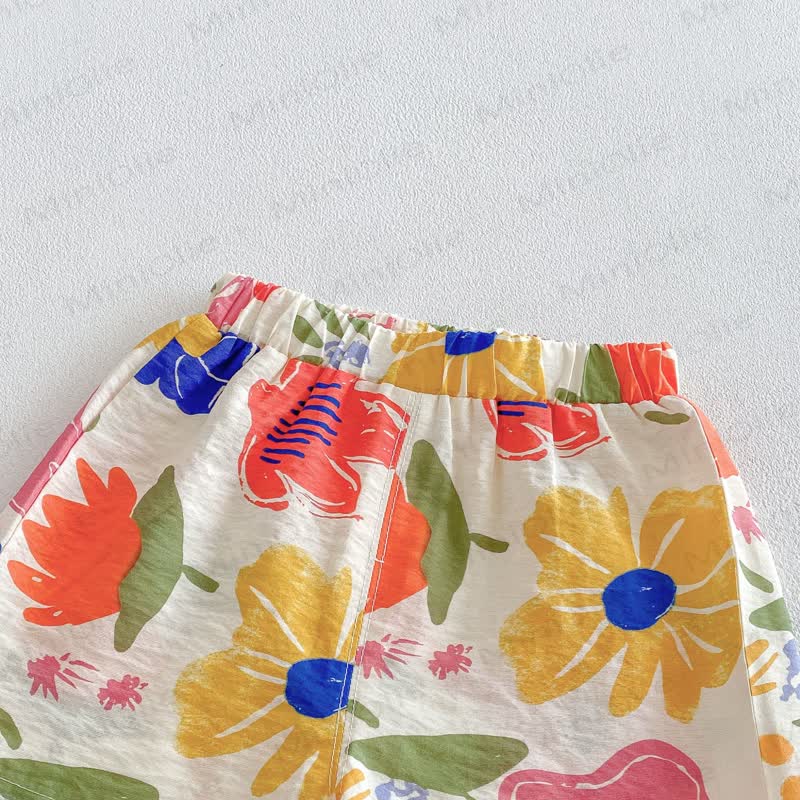 ベビー幼児用 花柄パーム柄レーヨンタンクトップ＆ショートパンツセット - image 7