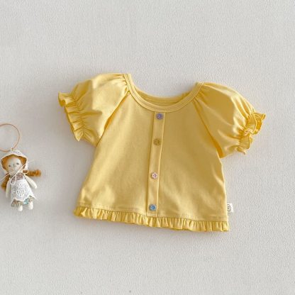 ベビー・幼児用女の子用花柄フリルTシャツ - 黄色 - 4～5歳 - image 2