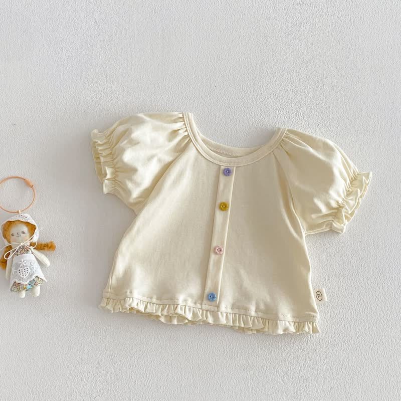 ベビー・幼児用女の子用花柄フリルTシャツ - ベージュ - 4～5歳 - image 3