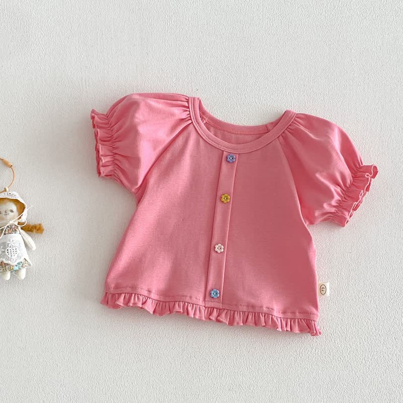 ベビー・幼児用女の子用花柄フリルTシャツ - ピンク - 4～5歳 - image 4