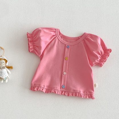 ベビー・幼児用女の子用花柄フリルTシャツ - ピンク - 4～5歳 - image 4