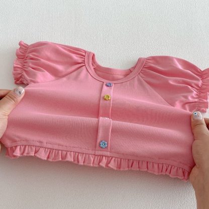 ベビー・幼児用女の子用花柄フリルTシャツ - image 8
