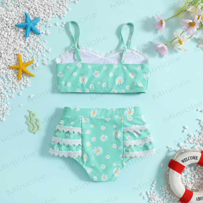 幼児用女の子デイジー柄ツーピース水着 - image 2