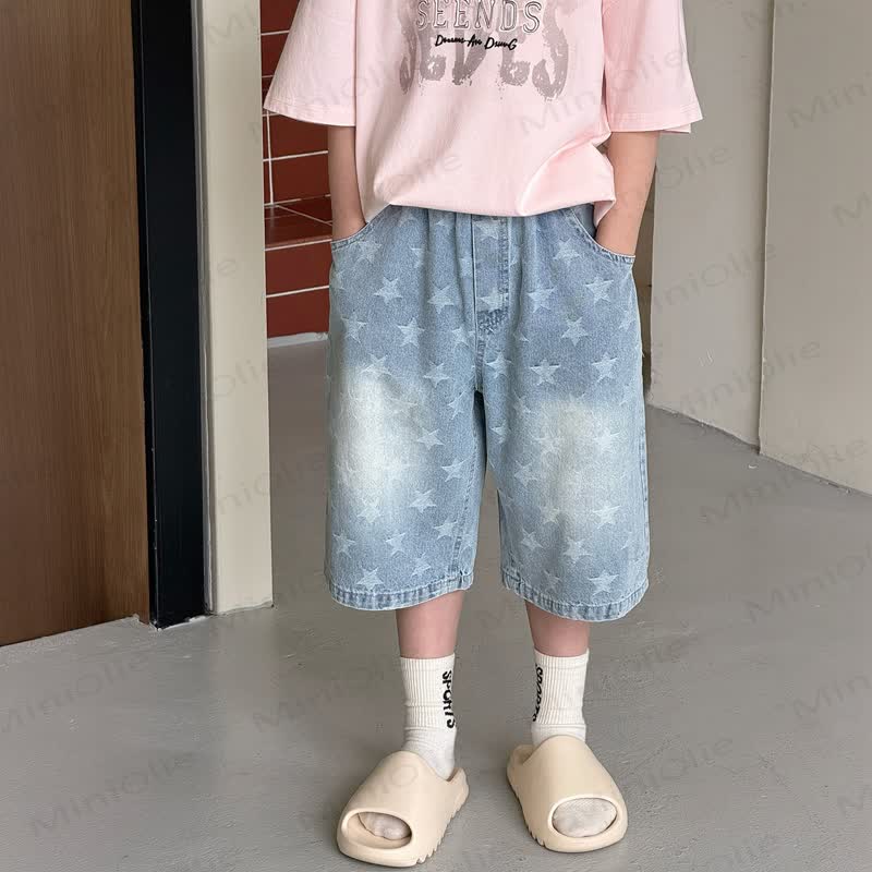 幼児・男の子用 星柄デニムショートパンツ - image 1