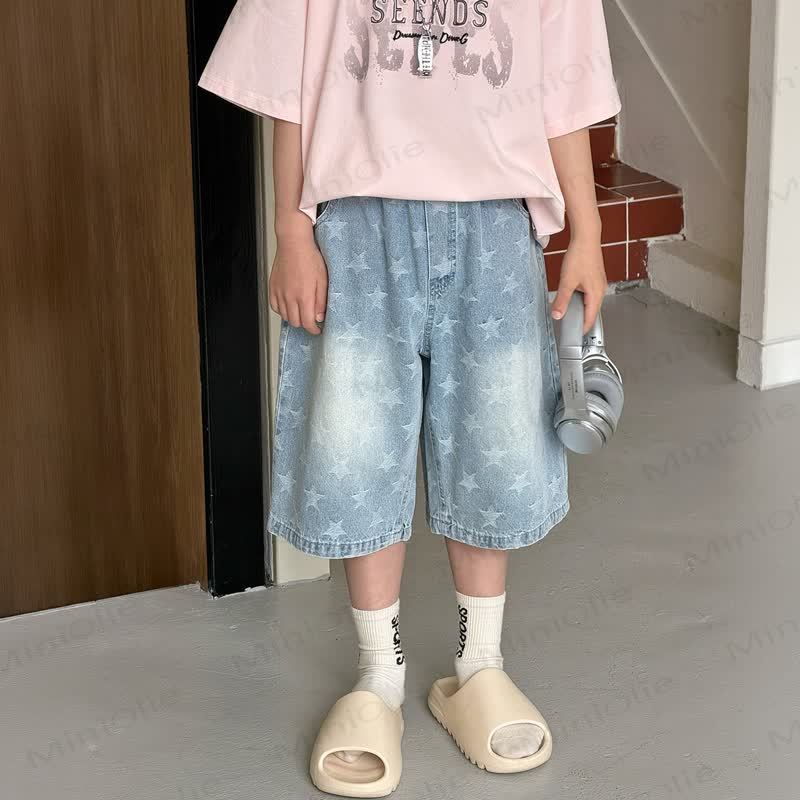 幼児・男の子用 星柄デニムショートパンツ - 青 - 12～13歳 - image 2