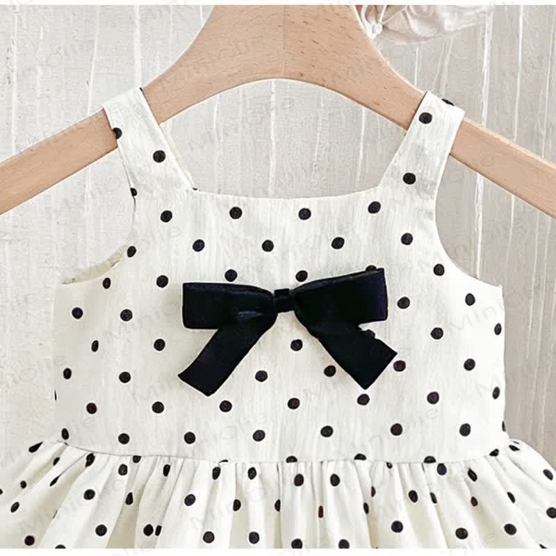 幼児用女の子向けコットン製水玉模様リボン付きノースリーブDress - image 4