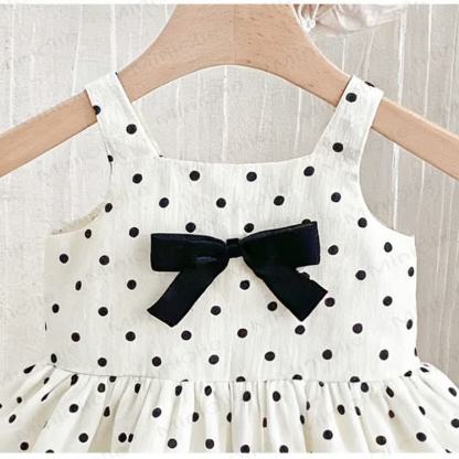 幼児用女の子向けコットン製水玉模様リボン付きノースリーブDress - image 4