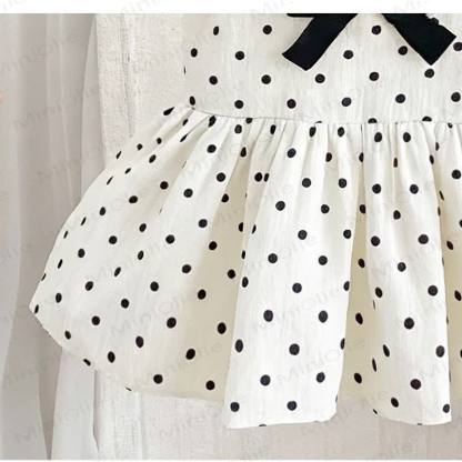 幼児用女の子向けコットン製水玉模様リボン付きノースリーブDress - image 5