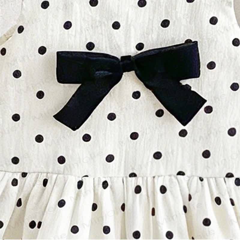 幼児用女の子向けコットン製水玉模様リボン付きノースリーブDress - image 6