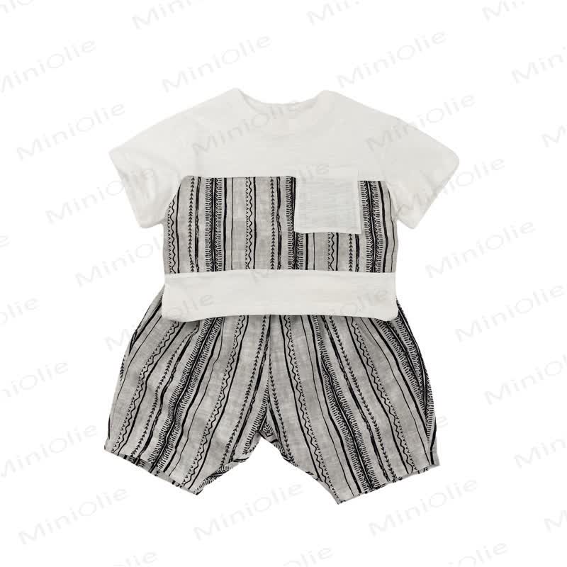 幼児用コットンストライプTシャツまたはショートパンツ - image 4