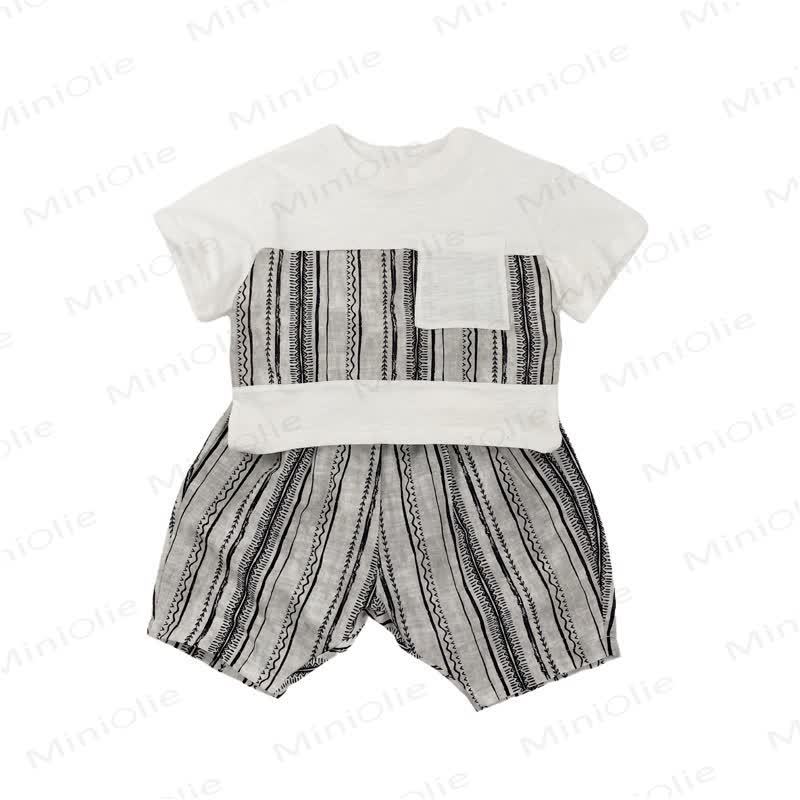 幼児用コットンストライプTシャツまたはショートパンツ - image 4
