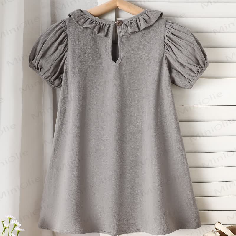 幼児用女の子向けコットン製フリル襟パフスリーブ無地Dress - image 11