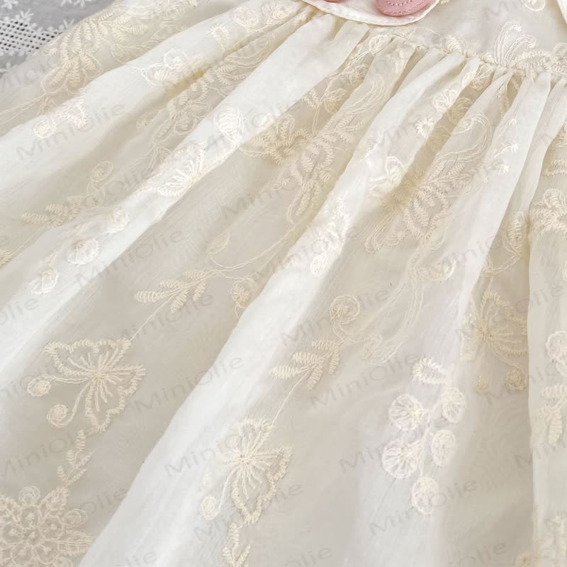 幼児用女の子向けレース花柄チェリー柄ピーターパンカラーノースリーブDress - image 5