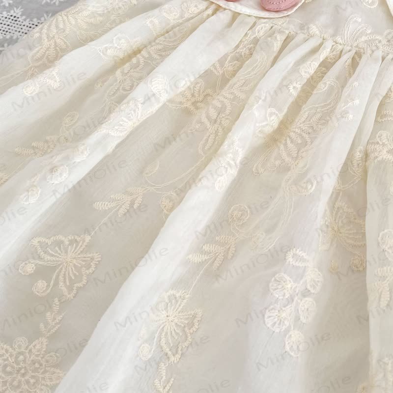 幼児用女の子向けレース花柄チェリー柄ピーターパンカラーノースリーブDress - image 5