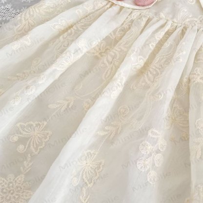 幼児用女の子向けレース花柄チェリー柄ピーターパンカラーノースリーブDress - image 5
