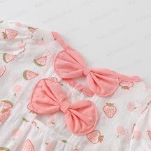 ベビー用イチゴ柄コットンロンパース - image 4