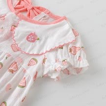 ベビー用イチゴ柄コットンロンパース - image 3