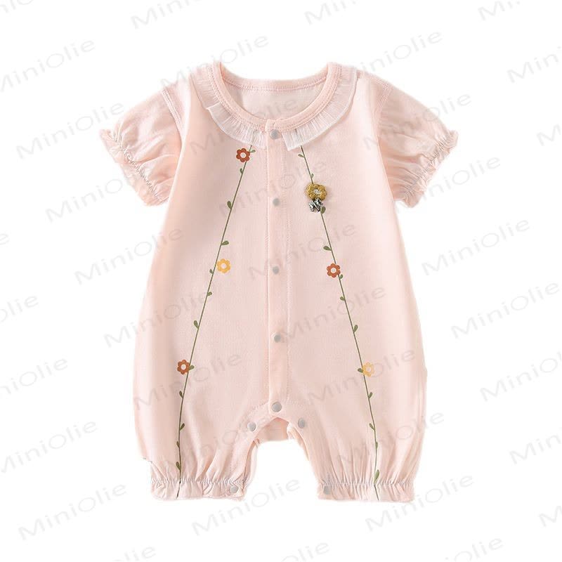 ベビー用花柄コットンロンパース - ピンク - 18～24ヶ月 - image 2