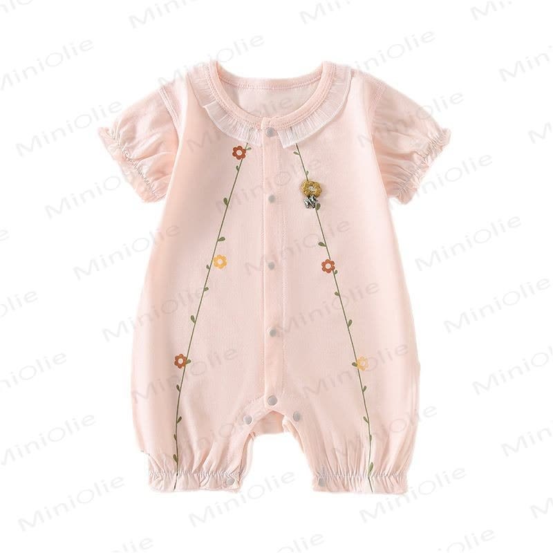 ベビー用花柄コットンロンパース - ピンク - 18～24ヶ月 - image 2