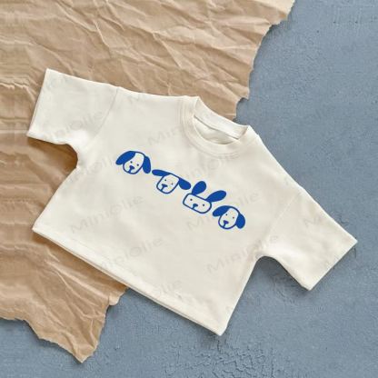 子犬の絵柄Tシャツ - 白 - 2～3歳 - image 1