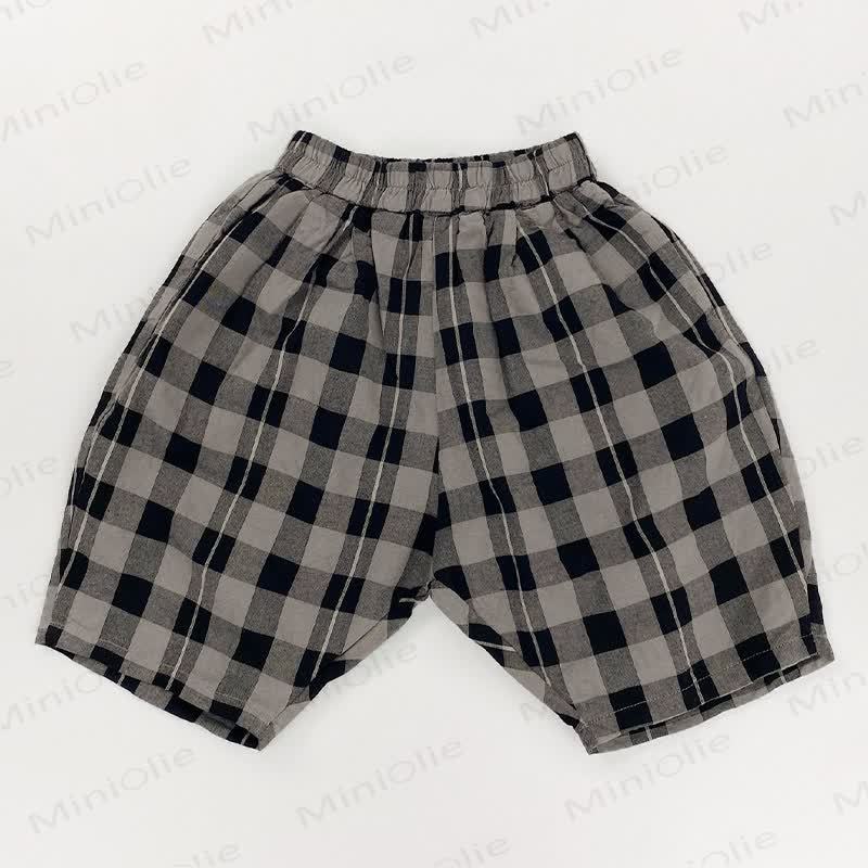 幼児用コットンチェック柄ショートパンツ - グレー - 6～7歳 - image 4