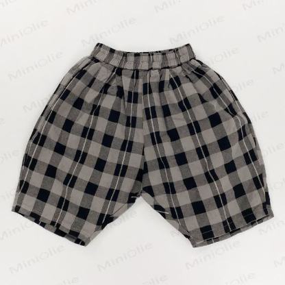 幼児用コットンチェック柄ショートパンツ - グレー - 6～7歳 - image 4