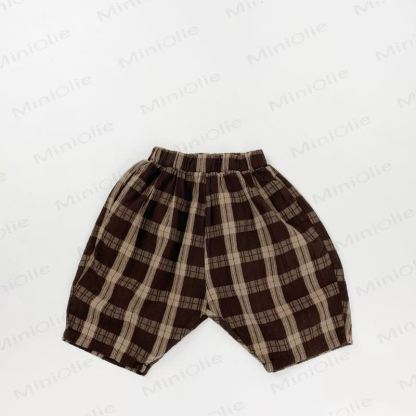 幼児用コットンチェック柄ショートパンツ - コーヒー - 6～7歳 - image 7