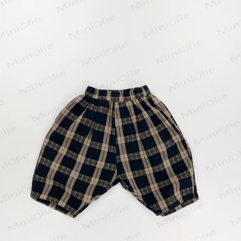 幼児用コットンチェック柄ショートパンツ - 黒 - 6～7歳 - image 6