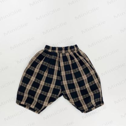 幼児用コットンチェック柄ショートパンツ - 黒 - 6～7歳 - image 6