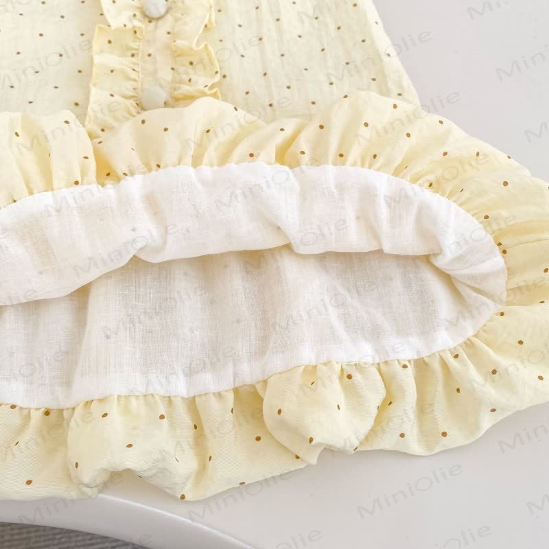 幼児用女の子向けコットン製イエロー水玉模様ノースリーブDress - image 3