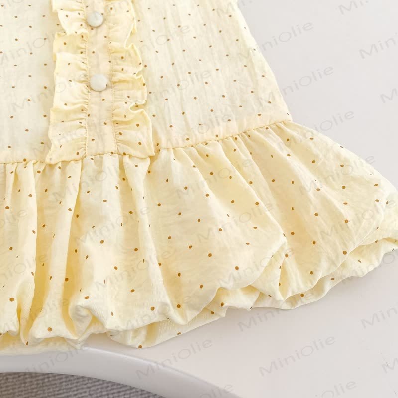 幼児用女の子向けコットン製イエロー水玉模様ノースリーブDress - image 4