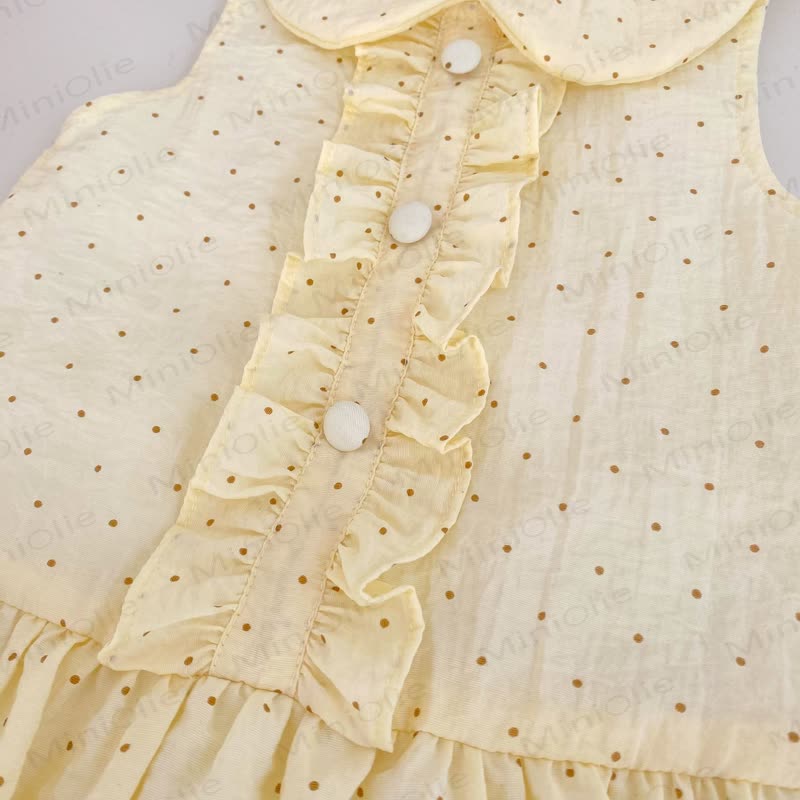 幼児用女の子向けコットン製イエロー水玉模様ノースリーブDress - image 5