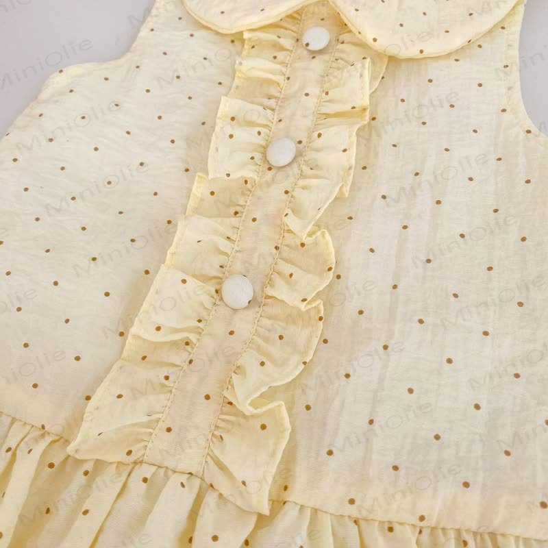 幼児用女の子向けコットン製イエロー水玉模様ノースリーブDress - image 5