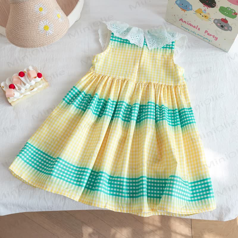 幼児用女の子向けケーキ柄チェックレース襟Dress - image 2