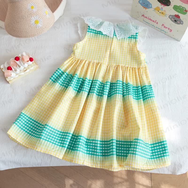 幼児用女の子向けケーキ柄チェックレース襟Dress - image 2