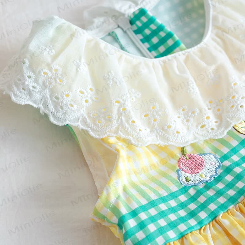 幼児用女の子向けケーキ柄チェックレース襟Dress - image 5