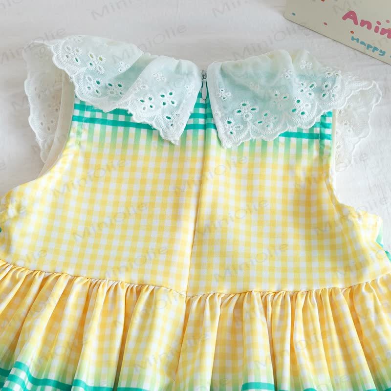幼児用女の子向けケーキ柄チェックレース襟Dress - image 6