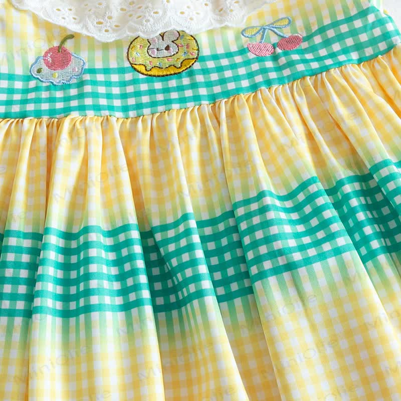 幼児用女の子向けケーキ柄チェックレース襟Dress - image 7