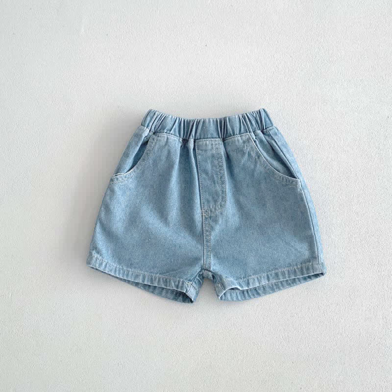 幼児用無地デニムショートパンツ - 水色 - 8歳 - image 4