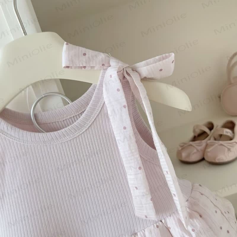 幼児用女の子向け水玉模様の段々チュールノースリーブDress - image 2